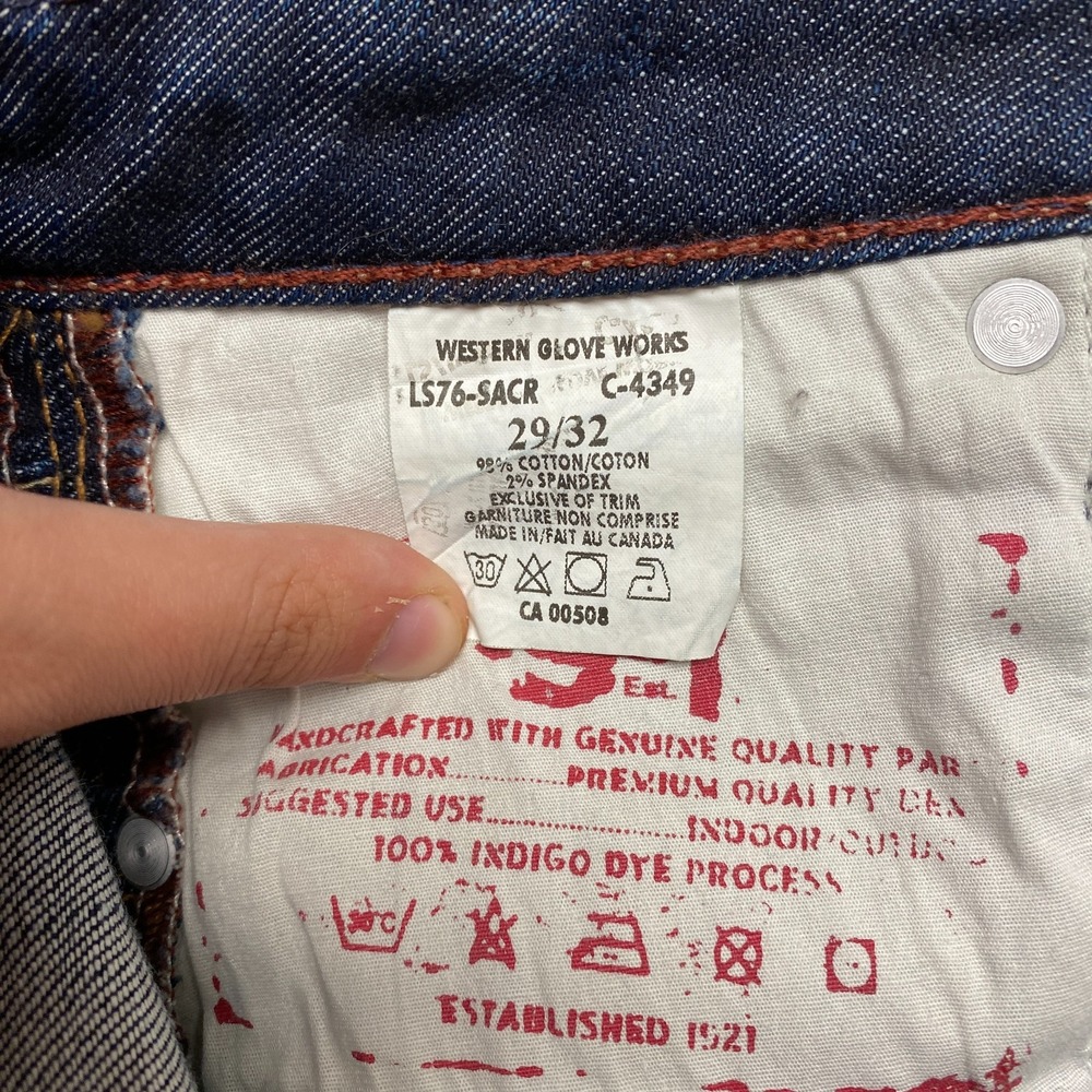 Western Glove Works 1921 Straight Jeans Women 29x32 Blue Cotton Stretch Low Rise - Picture 14 of 15